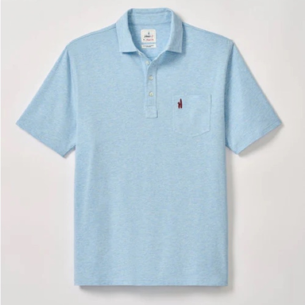 Original 4-Button Polo Johnnie-O Heathered Cloud Blue Polo Shirt XL NWT